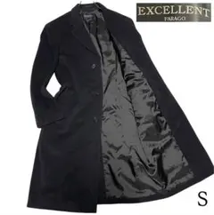 アンゴラ65%×極美品【FARAGO】マキシ丈比翼チェスターコート ブラック S
