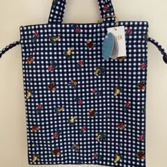 【新品】FEILER ネイビー チェック柄 トートバッグ