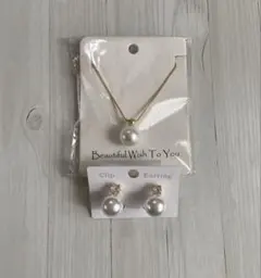 パール　一粒パール　ネックレス　イヤリング　セット　ゴールド　フォーマル