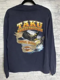 古着 ハーレーダビッドソン ロンT 長袖 イーグル 2009 メンズ ネイビー