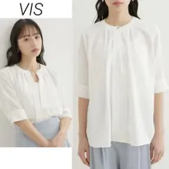 VIS 2WAYフロントタック5分袖ブラウスのサムネイル