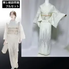 夏の品格を纏う 東レシルック絽訪問着フルセット 白磁色 美品　洗えるのサムネイル