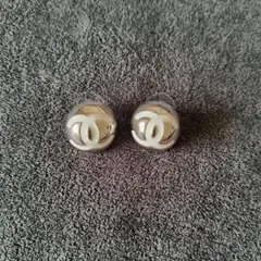 CHANEL~ CCCCロゴ ピアス シルバー