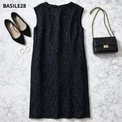 BASILE28 バジーレ28 ノースリーブ　ワンピース　膝丈　9号　黒