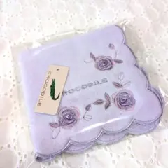 値下げ☆匿名配送☆新品タグ☆クロコダイル☆タオルハンカチ☆パープル☆バラ柄☆のサムネイル