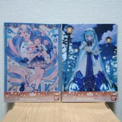一番くじ　雪ミク　S賞 雪ミクオールスターズ クリアポスター　2点セット