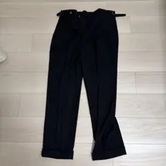 ネイビー スラックス 調整可能ベルト付き