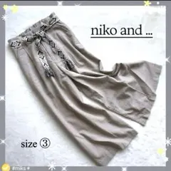 niko and… エスニックベルト付　ワイドパンツ　ベージュ　Wゴム有　M相当