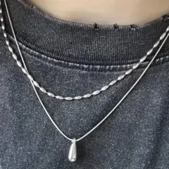 ★セール★【シルバー2連ネックレス②】ネックレス重ね付け　ユニセックスカジュアル