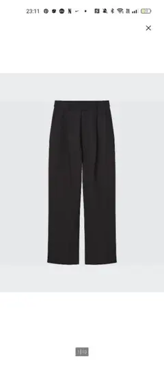 XL リネンブレンドタックワイドパンツ