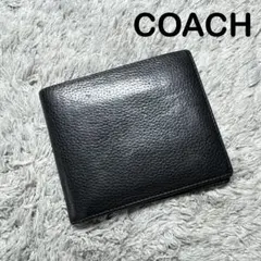 COACH コーチ 二つ折り財布 ブラック 本革 レザーのサムネイル