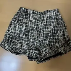 ツイードショートパンツ（裾フリル）　ベージュM