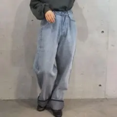 [tip top] ウエストフックルーズデニム　ワイド　大きめ　サブカル系　綿