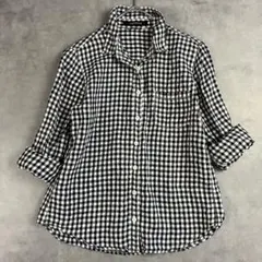 Lugnoncure リネンギンガムチェックブラウス M シャツ ナチュラルのサムネイル