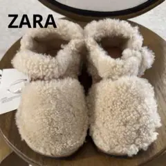 新品未使用 タグ付きZARA ベージュ ボアサンダル 23