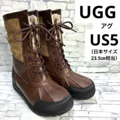 【美品】　UGG アグ レースアップブーツ ブラウン　レザー　ビュートのサムネイル