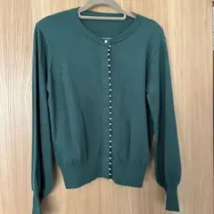 ダークグリーン 長袖カーディガン Mサイズ