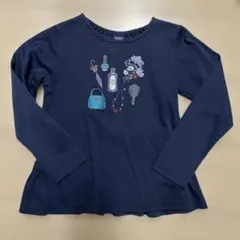 ANNA SUI mini ネイビー 刺繍長袖カットソー