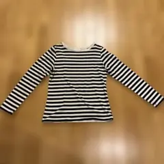 ネイビー/生成りホワイトボーダー長袖Tシャツ レディースS