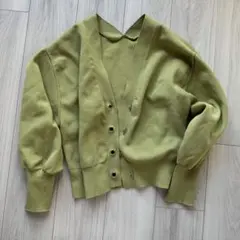 NICE CLAUP 長袖 カーディガン 黄緑