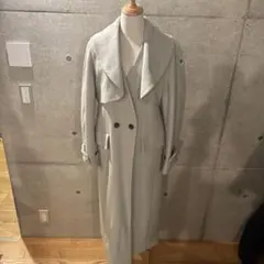 ビッグカラー ロングコート ライトグリーン