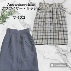 〘アプワイザーリッシェ〙リバーシブル　タイト　スカート　チェック柄　ハイウエスト