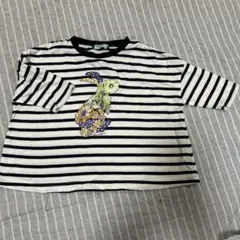 hakka kids ストライプ柄ウサギカットソー 110cm