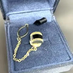 tie pinゴールド×ブラック ネクタイピン チェーンあり 保管用ケース付き