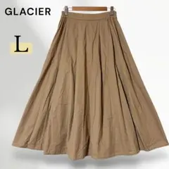 GLACIER フレアスカート L ベージュ ミモレ丈 ウエストゴム