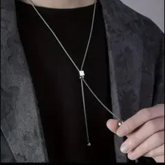 ネックレス スライド チェーン メンズ Y字　ロングネックレス シルバー