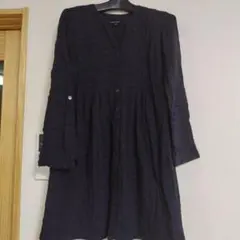 LAURA ASHLEY 長袖シャツワンピース ネイビーのサムネイル