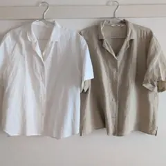 半袖シャツ 2枚セット ホワイト ベージュ L XL