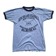 【80s】USA製 Champion カレッジ プリント Tシャツ ブルー L