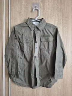 新品タグ付き！GLOBAL WORK ミリタリーシャツ カーキ　100～110