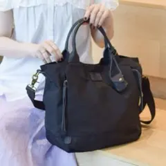 【美品】toleur ポリエステル 2way トートバッグ 黒　A4可のサムネイル