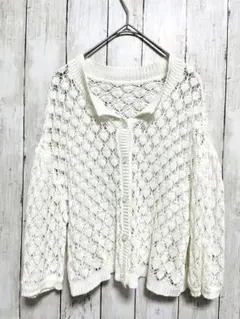 F【美品】Ray Cassin レイカズン レースカーディガン袖ボリューム七分