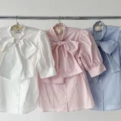 新品Treat Ürself kitten ribbon tie blouseのサムネイル