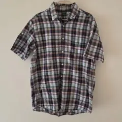 ユニクロ　オリジナルウォッシュ　L　メンズ　チェック　シャツ　半袖
