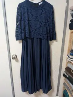 LACE LADIES ロングワンピース ネイビー XL