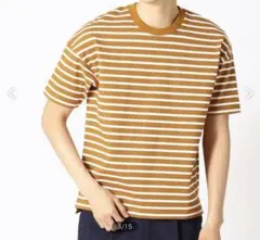 【COMME CA ISM ボーダー M】半袖 Tシャツ ブラウン 生地分厚め