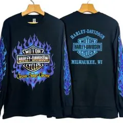 Harley-Davidson フレイムデザイン 長袖カットソー　2xl Harley-Davidson フレイムデザイン 長袖カットソー 2xl Harley