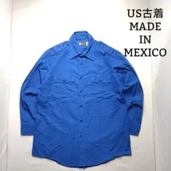 US古着　ワークシャツ　メキシコ製　長袖シャツ　エポレット　襟芯　アメリカ古着