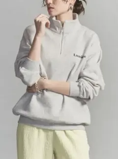 BEAUTY&YOUTH ワンポイントロゴ ハーフジップ スウェット