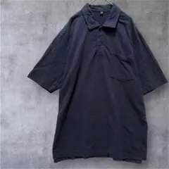 【ユニクロ】半袖ポロシャツ　コットン　トップス　ネイビー　メンズL