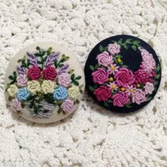 3.刺繍ブローチ 2個セット ハンドメイド