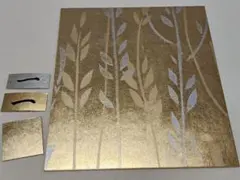 色紙 金箔 葉柄 24.3×27.2cm 【F44】 色紙 書道 日本画 作品用