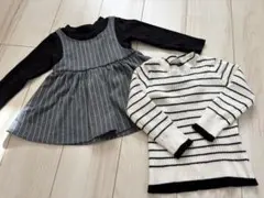 ストライプニット長袖トップス2点セット