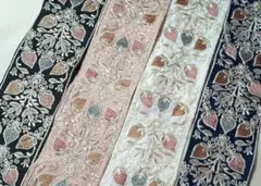 再販！！いちごリボン　アソートセット　インド刺繍リボン