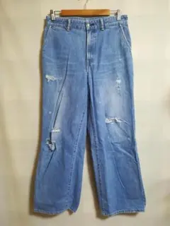 45R おこめデニムシャルロットパンツ　加工　訳あり 45Rおこめデニムの納戸納戸シャルロット5（重）: WOMEN｜45R