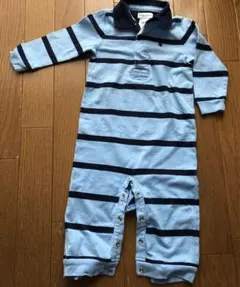 Ralph Lauren ストライプロンパース 12M 水色・紺